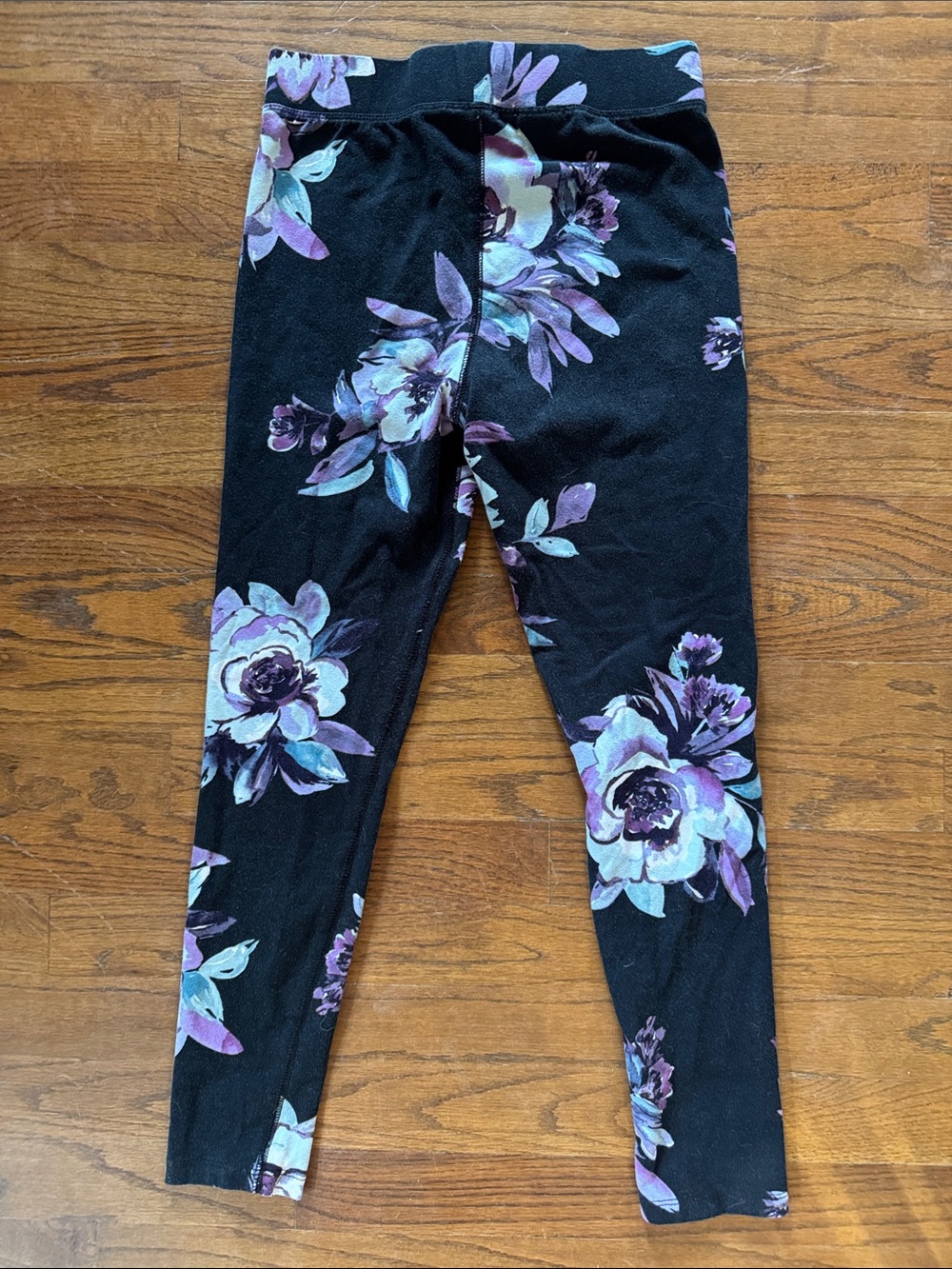 Bixby Nomad Girls Floral Stretch Leggings - Black and Purple size L (12-14) - Picture 5 of 5